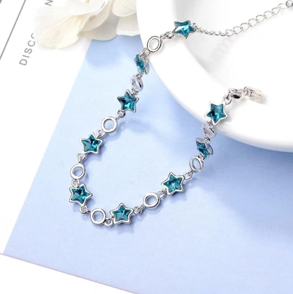 NEW Silver plated Charm bracelet with zircon stars - Picture 4 of 5